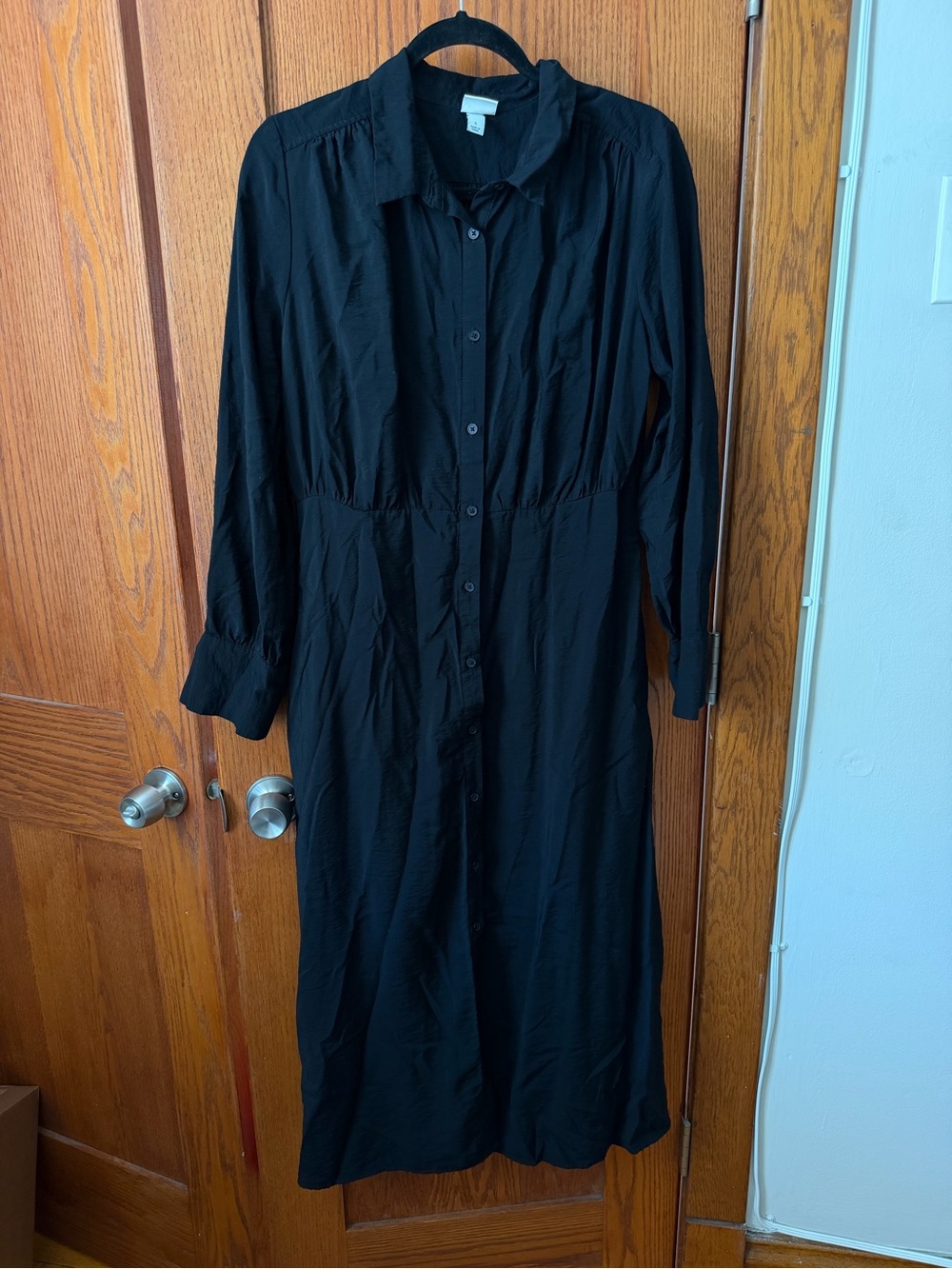 a new day Black Long-Sleeve Button-Front Shirt Dress